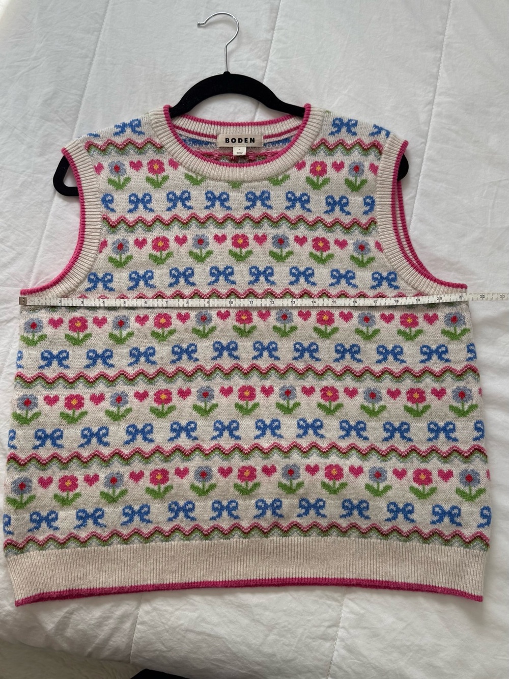 Boden Edie Fair Isle Tank Vest Oatmeal Melange, Flowers - Picture 8 of 9